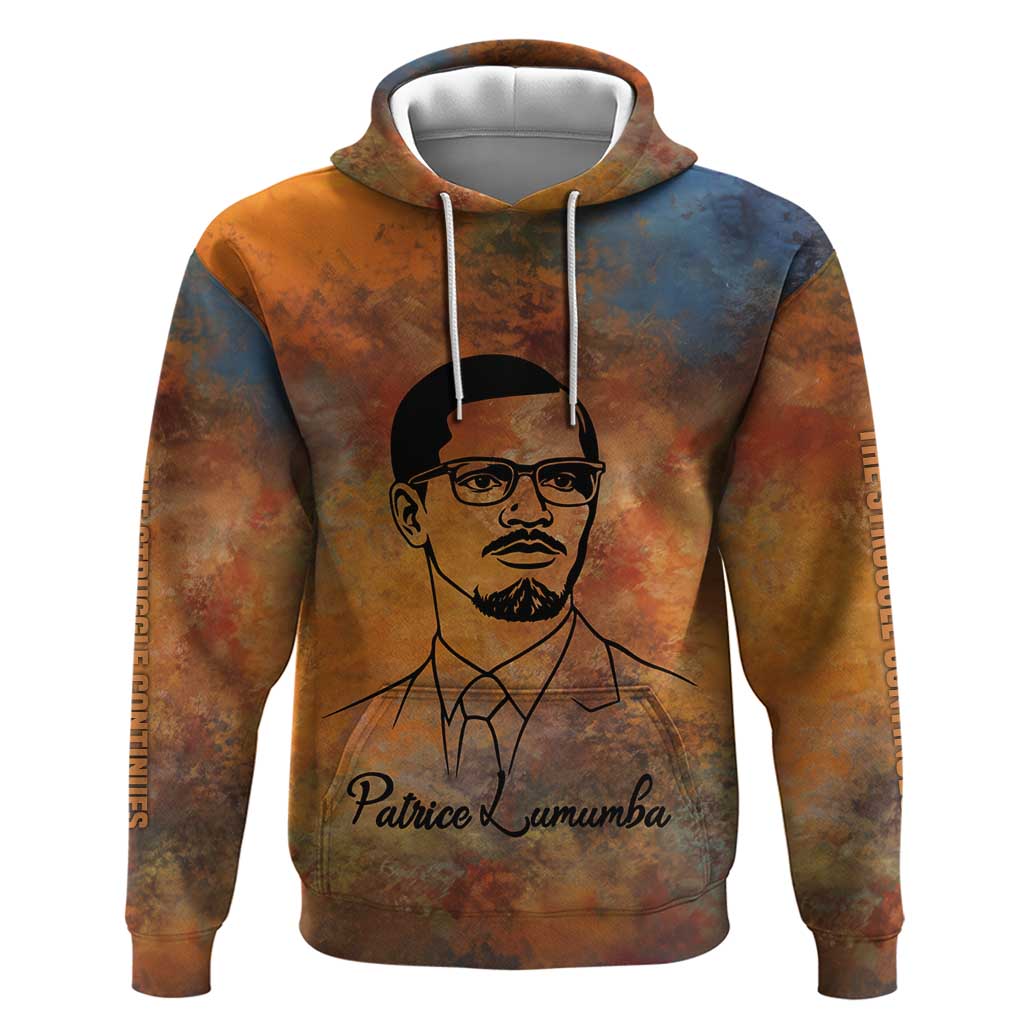 Patrice Lumumba Zip Hoodie with Line Art Portrait and Truth Cannot Be Killed Inspirational Quote - African Pride