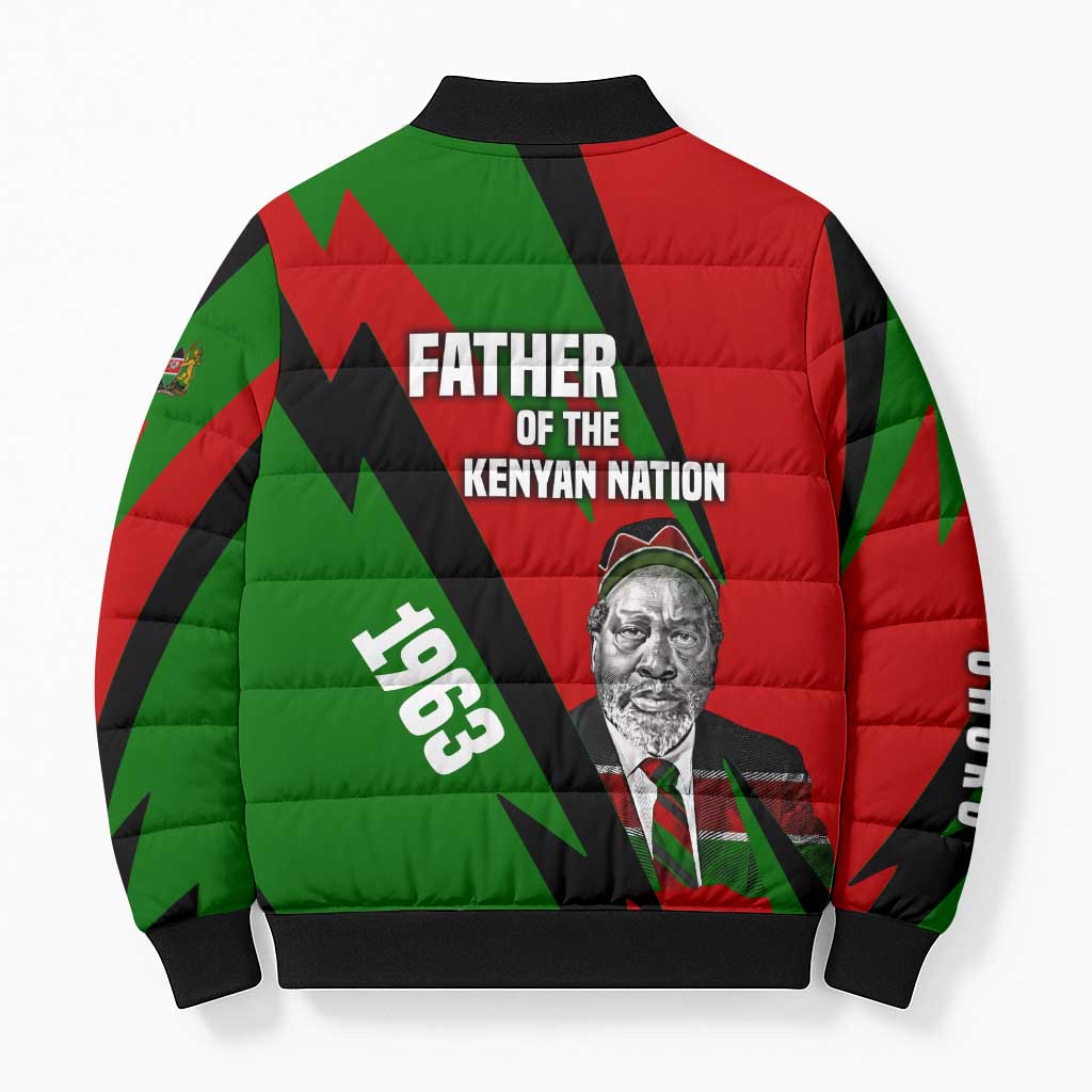 Jomo Kenyatta Bomber Puffer Jacket Patriotic Colors Design and Father of the Kenyan Nation Tribute - African Pride