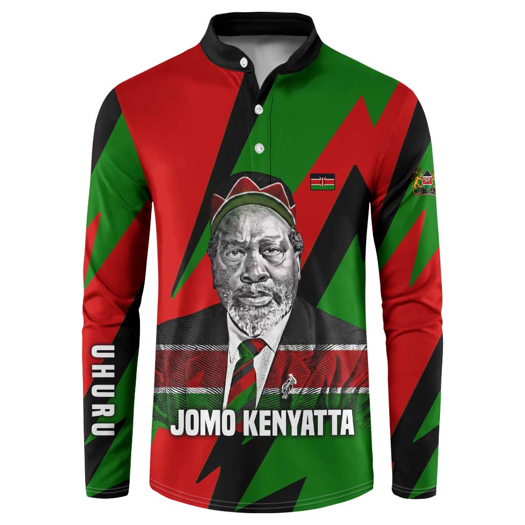 Jomo Kenyatta Button Sweatshirt Patriotic Colors Design and Father of the Kenyan Nation Tribute