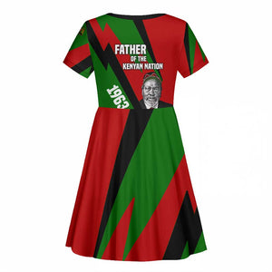 Jomo Kenyatta Kid Short Sleeve Dress Patriotic Colors Design and Father of the Kenyan Nation Tribute - African Pride