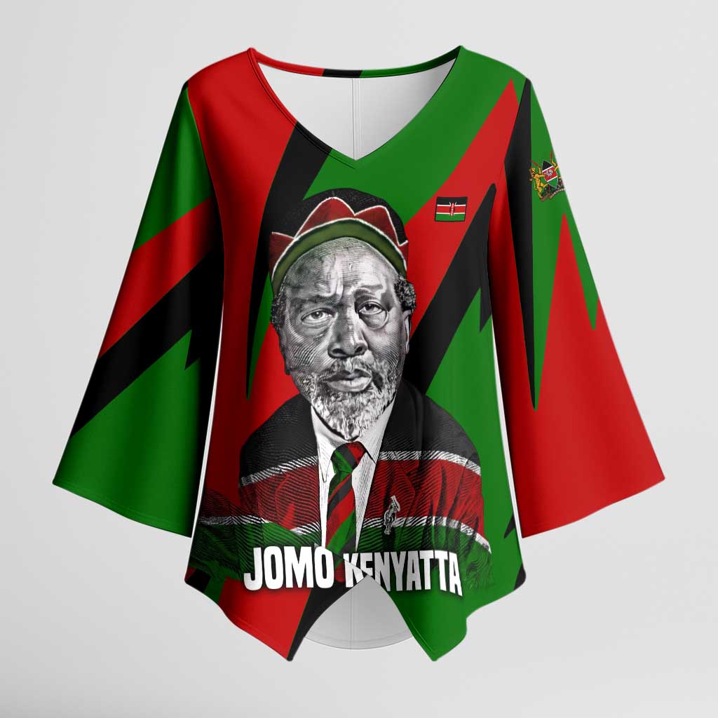 Jomo Kenyatta Kimono Sleeve Blouse Patriotic Colors Design and Father of the Kenyan Nation Tribute - African Pride