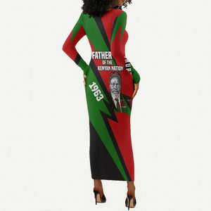 Jomo Kenyatta Long Sleeve Bodycon Dress Patriotic Colors Design and Father of the Kenyan Nation Tribute - African Pride
