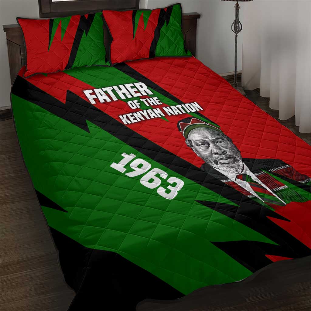 Jomo Kenyatta Quilt Bed Set Patriotic Colors Design and Father of the Kenyan Nation Tribute - African Pride