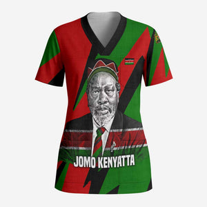Jomo Kenyatta Scrub Top Patriotic Colors Design and Father of the Kenyan Nation Tribute - African Pride