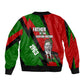 Jomo Kenyatta Sleeve Zip Bomber Jacket Patriotic Colors Design and Father of the Kenyan Nation Tribute - African Pride