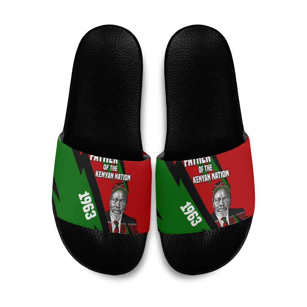 Jomo Kenyatta Slide Sandals Patriotic Colors Design and Father of the Kenyan Nation Tribute - African Pride