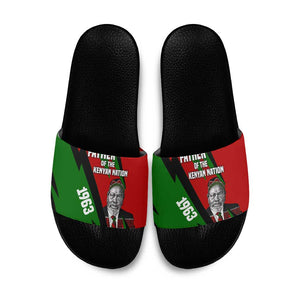 Jomo Kenyatta Slide Sandals Patriotic Colors Design and Father of the Kenyan Nation Tribute - African Pride