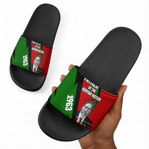 Jomo Kenyatta Slide Sandals Patriotic Colors Design and Father of the Kenyan Nation Tribute - African Pride
