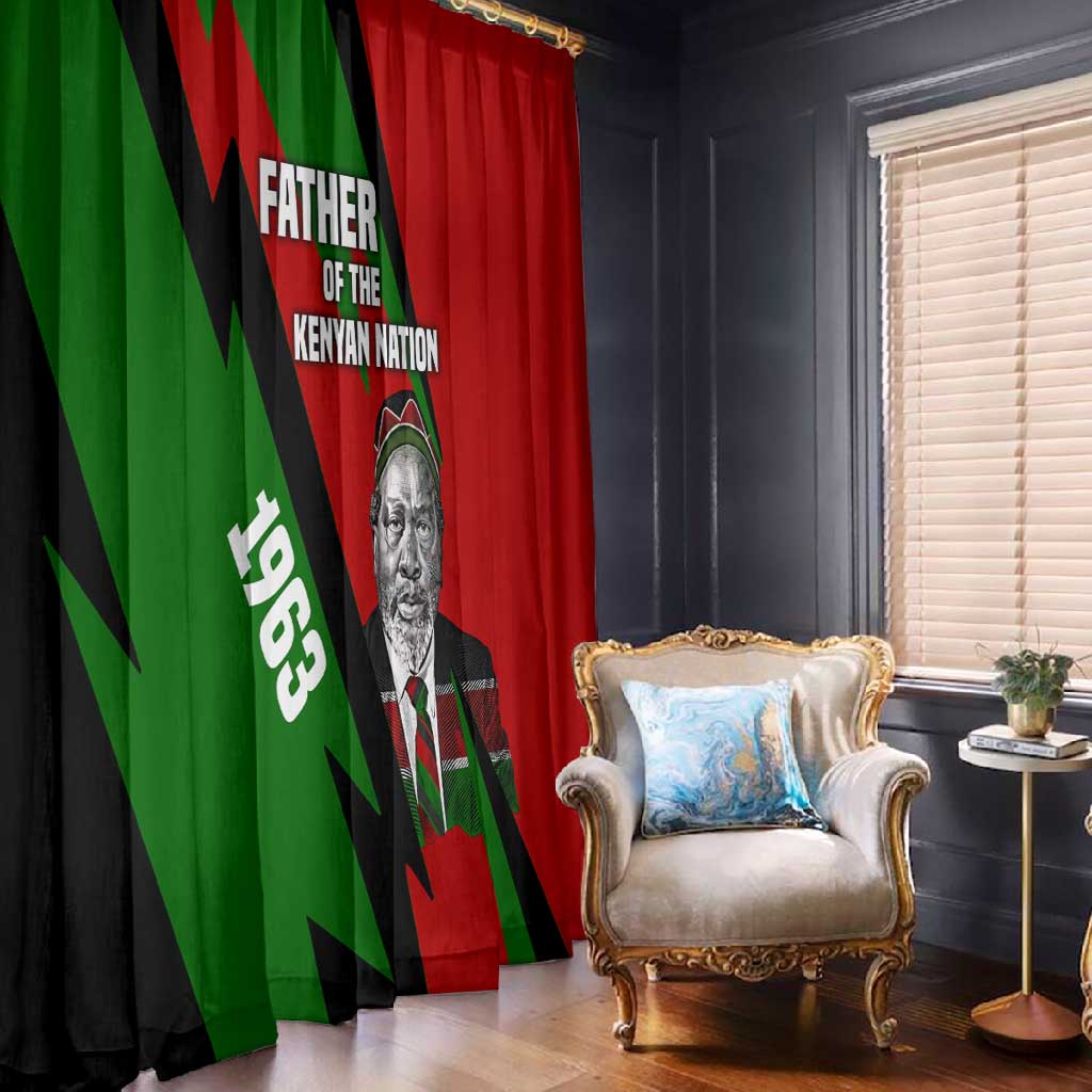 Jomo Kenyatta Window Curtain Patriotic Colors Design and Father of the Kenyan Nation Tribute - African Pride