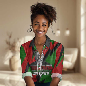 Jomo Kenyatta Women Casual Shirt Patriotic Colors Design and Father of the Kenyan Nation Tribute - African Pride