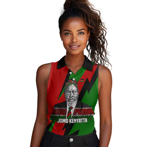 Jomo Kenyatta Women Sleeveless Polo Shirt Patriotic Colors Design and Father of the Kenyan Nation Tribute - African Pride