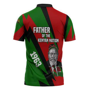 Jomo Kenyatta Zipper Polo Shirt Patriotic Colors Design and Father of the Kenyan Nation Tribute - African Pride