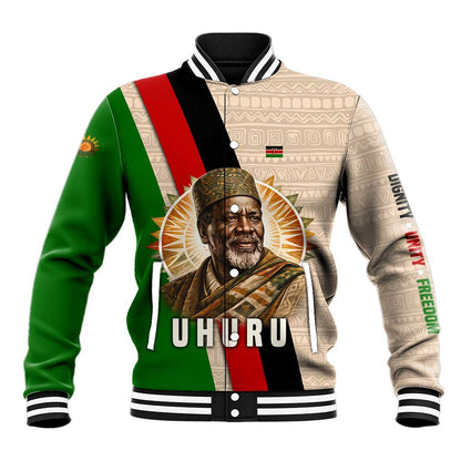 Jomo Kenyatta Baseball Jacket Uhuru and Kenyan Heritage Quote Tribute - African Pride