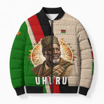 Jomo Kenyatta Bomber Puffer Jacket Uhuru and Kenyan Heritage Quote Tribute - African Pride