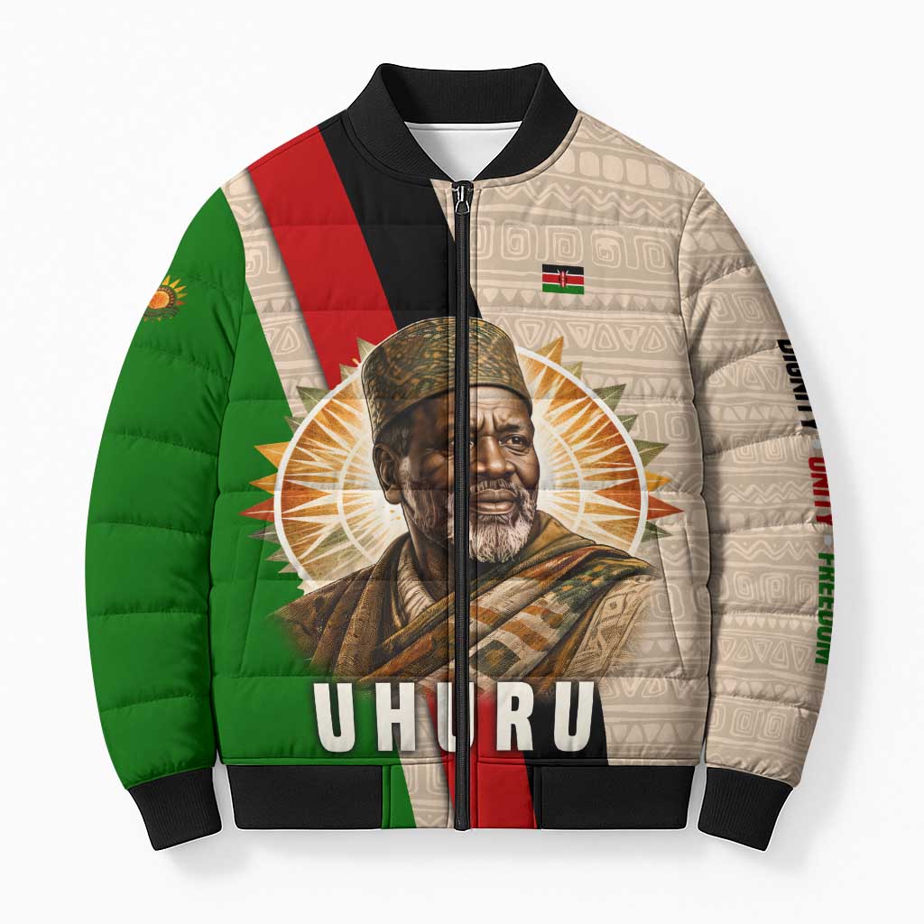 Jomo Kenyatta Bomber Puffer Jacket Uhuru and Kenyan Heritage Quote Tribute - African Pride