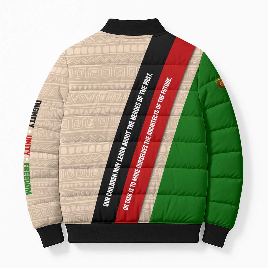 Jomo Kenyatta Bomber Puffer Jacket Uhuru and Kenyan Heritage Quote Tribute - African Pride