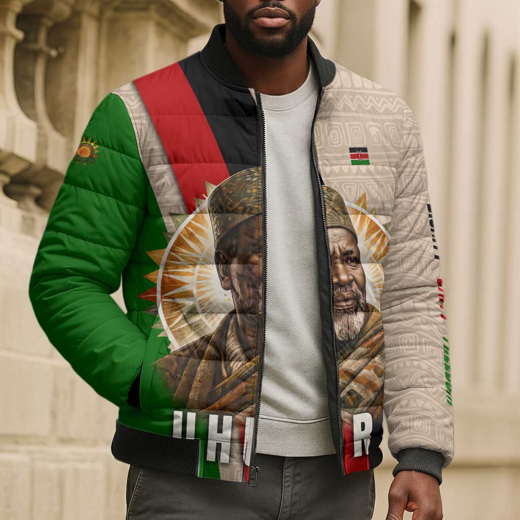 Jomo Kenyatta Bomber Puffer Jacket Uhuru and Kenyan Heritage Quote Tribute - African Pride