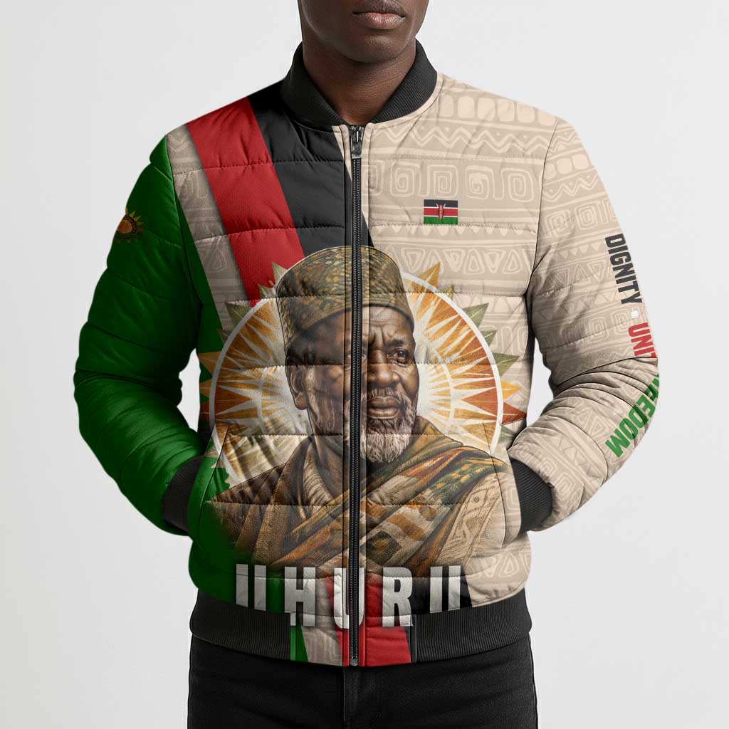 Jomo Kenyatta Bomber Puffer Jacket Uhuru and Kenyan Heritage Quote Tribute - African Pride