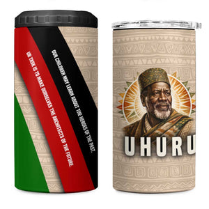 Jomo Kenyatta 4 in 1 Can Cooler Tumbler Uhuru and Kenyan Heritage Quote Tribute - African Pride