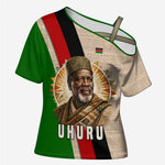 Jomo Kenyatta Cross Shoulder Shirt Uhuru and Kenyan Heritage Quote Tribute - African Pride