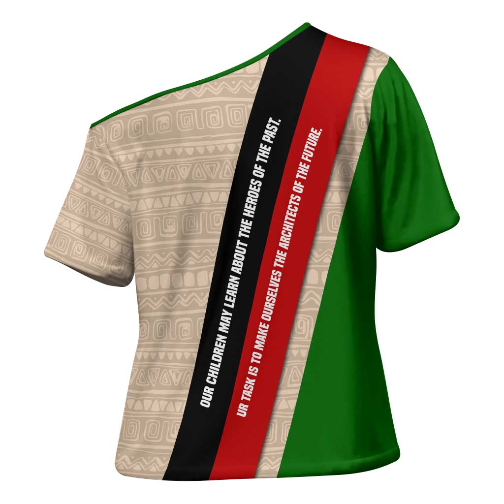 Jomo Kenyatta Cross Shoulder Shirt Uhuru and Kenyan Heritage Quote Tribute - African Pride