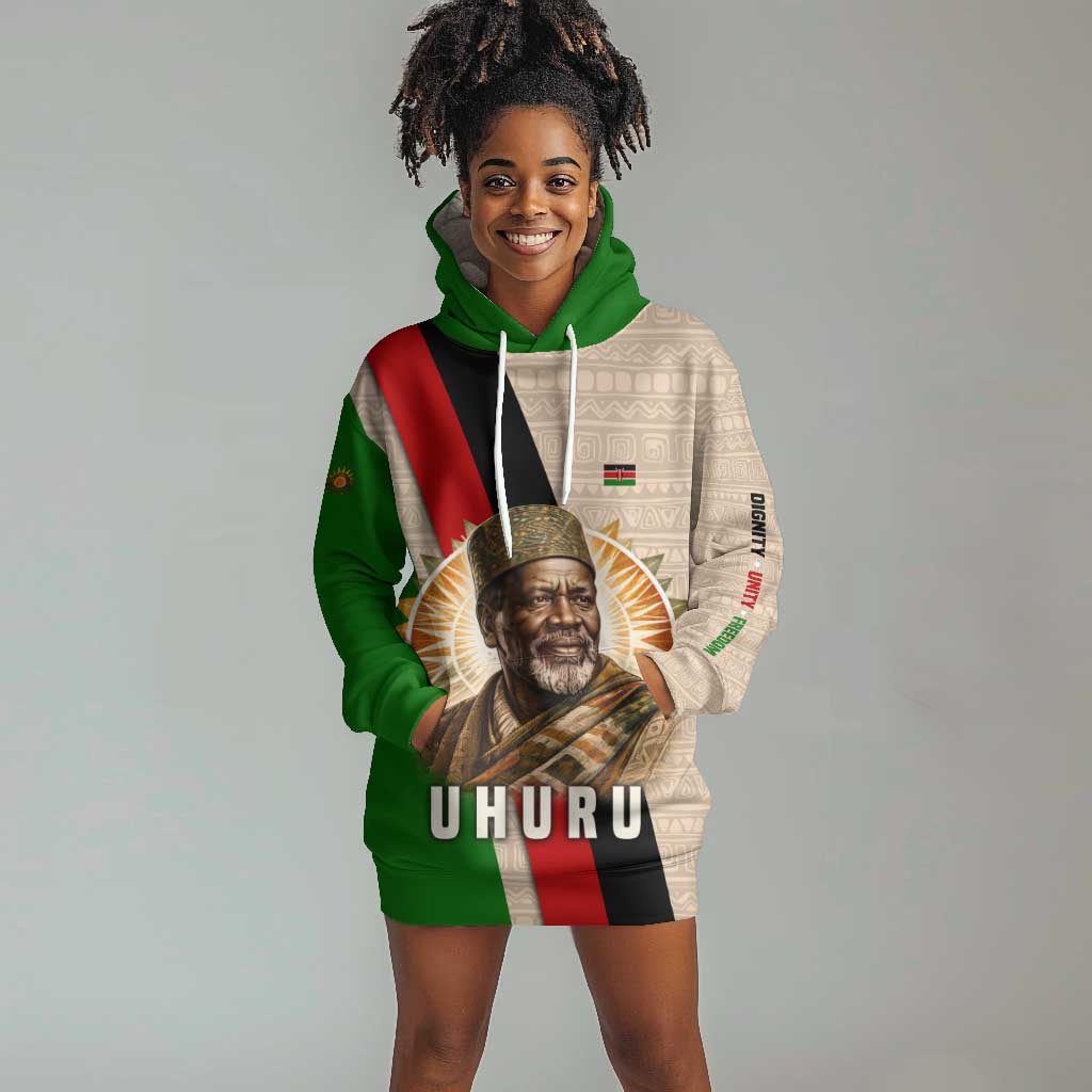 Jomo Kenyatta Hoodie Dress Uhuru and Kenyan Heritage Quote Tribute - African Pride