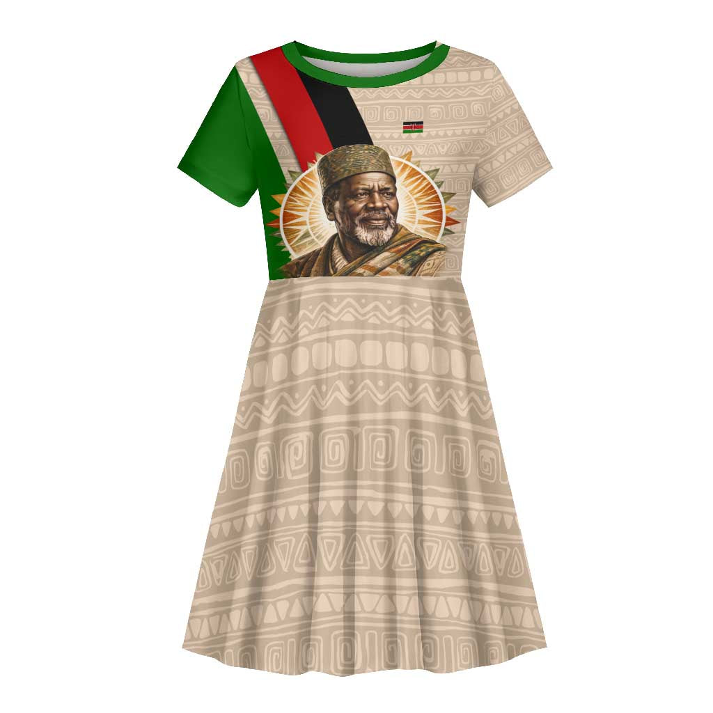 Jomo Kenyatta Kid Short Sleeve Dress Uhuru and Kenyan Heritage Quote Tribute - African Pride