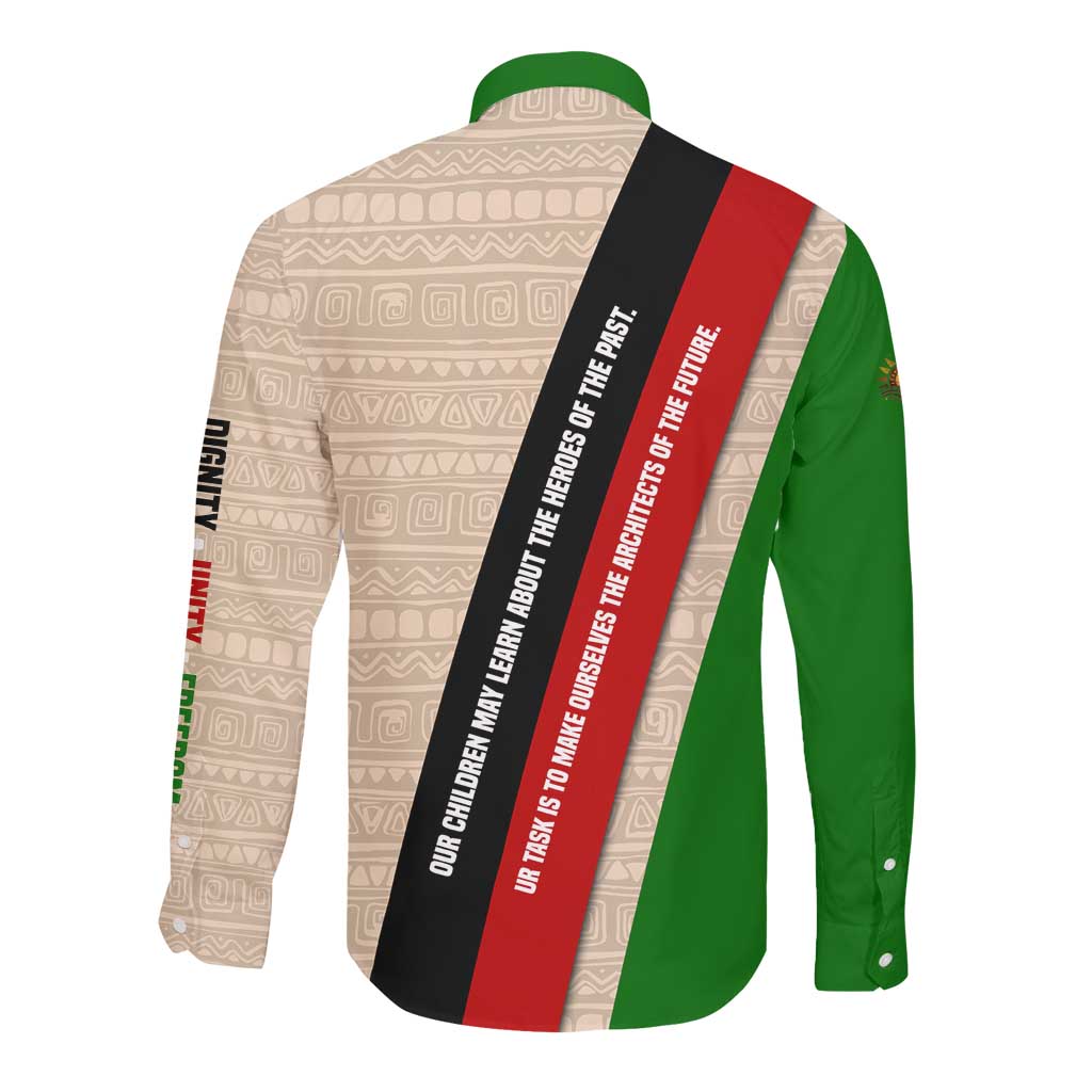 Jomo Kenyatta Long Sleeve Button Shirt Uhuru and Kenyan Heritage Quote Tribute - African Pride