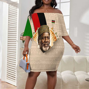 Jomo Kenyatta Off Shoulder Short Dress Uhuru and Kenyan Heritage Quote Tribute - African Pride
