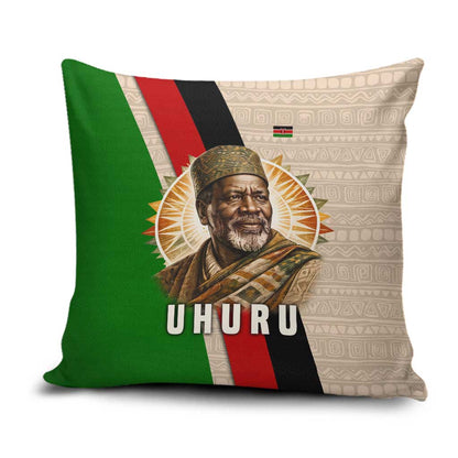 Jomo Kenyatta Pillow Cover Uhuru and Kenyan Heritage Quote Tribute - African Pride