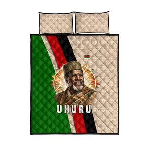 Jomo Kenyatta Quilt Bed Set Uhuru and Kenyan Heritage Quote Tribute - African Pride
