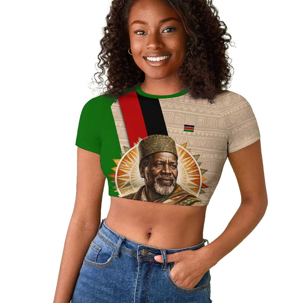 Jomo Kenyatta Raglan Cropped T shirt Uhuru and Kenyan Heritage Quote Tribute - African Pride