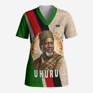 Jomo Kenyatta Scrub Top Uhuru and Kenyan Heritage Quote Tribute - African Pride
