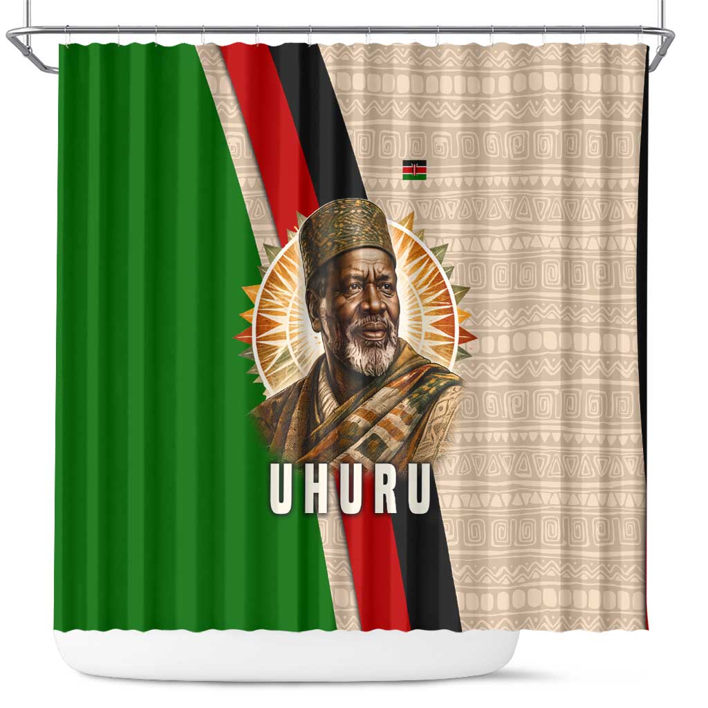 Jomo Kenyatta Shower Curtain Uhuru and Kenyan Heritage Quote Tribute - African Pride