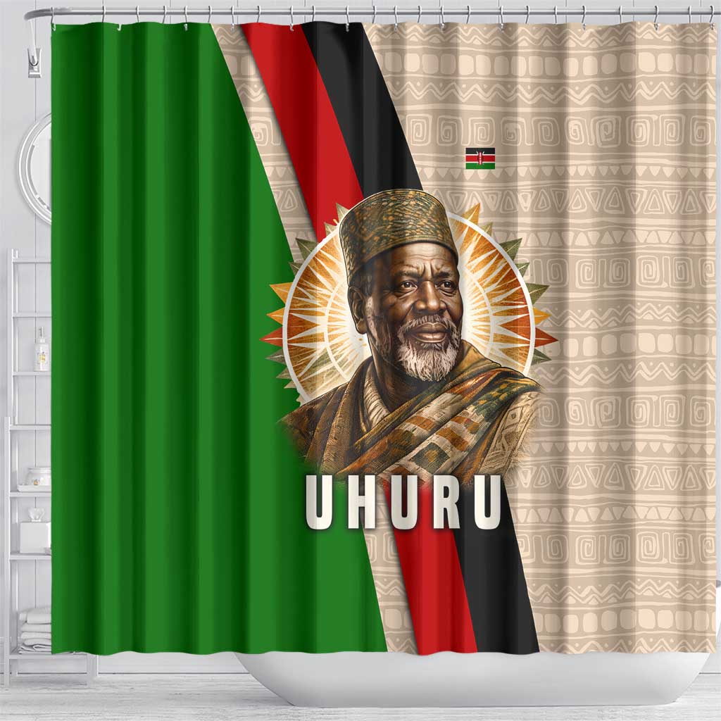 Jomo Kenyatta Shower Curtain Uhuru and Kenyan Heritage Quote Tribute - African Pride