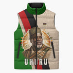 Jomo Kenyatta Sleeveless Puffer Jacket Uhuru and Kenyan Heritage Quote Tribute - African Pride