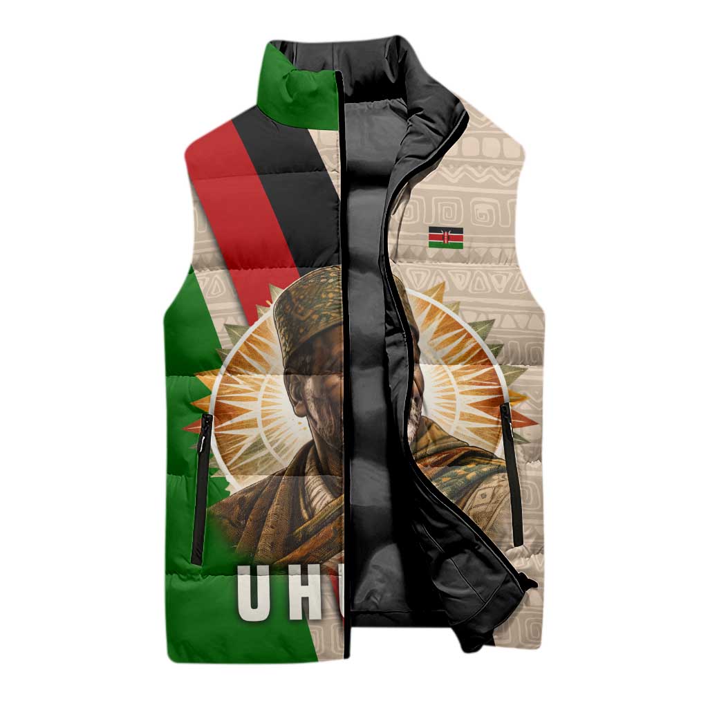 Jomo Kenyatta Sleeveless Puffer Jacket Uhuru and Kenyan Heritage Quote Tribute - African Pride