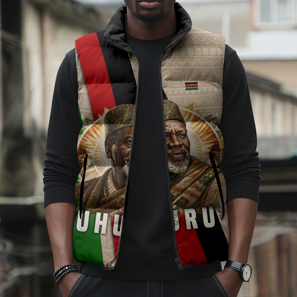 Jomo Kenyatta Sleeveless Puffer Jacket Uhuru and Kenyan Heritage Quote Tribute - African Pride