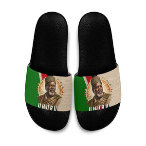 Jomo Kenyatta Slide Sandals Uhuru and Kenyan Heritage Quote Tribute - African Pride