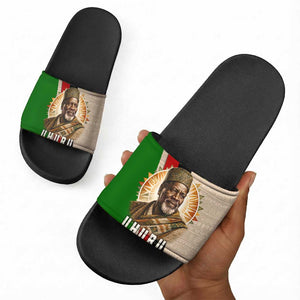 Jomo Kenyatta Slide Sandals Uhuru and Kenyan Heritage Quote Tribute - African Pride
