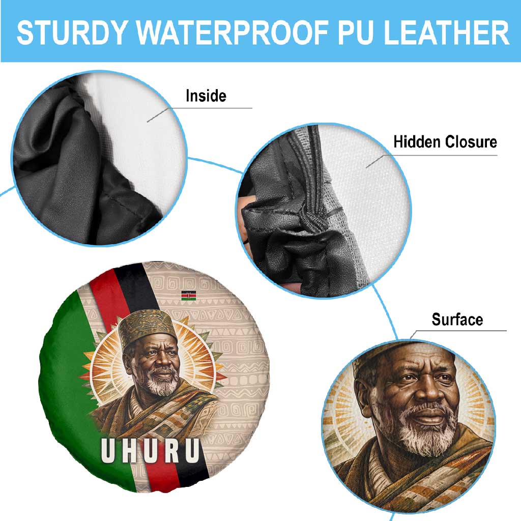 Jomo Kenyatta Spare Tire Cover Uhuru and Kenyan Heritage Quote Tribute - African Pride