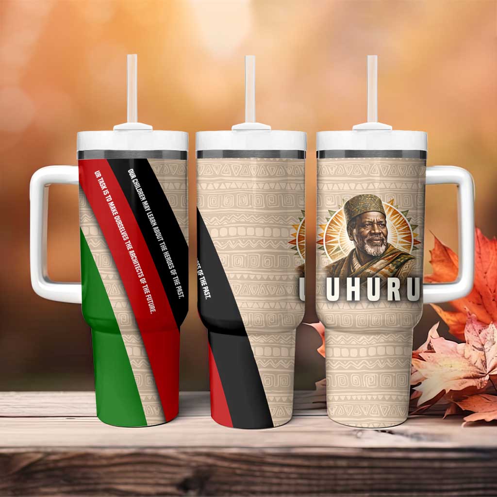 Jomo Kenyatta Tumbler With Handle Uhuru and Kenyan Heritage Quote Tribute - African Pride