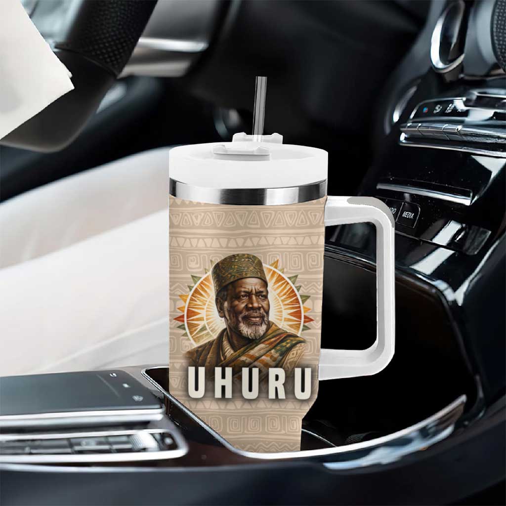 Jomo Kenyatta Tumbler With Handle Uhuru and Kenyan Heritage Quote Tribute - African Pride