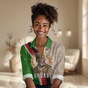 Jomo Kenyatta Women Casual Shirt Uhuru and Kenyan Heritage Quote Tribute - African Pride