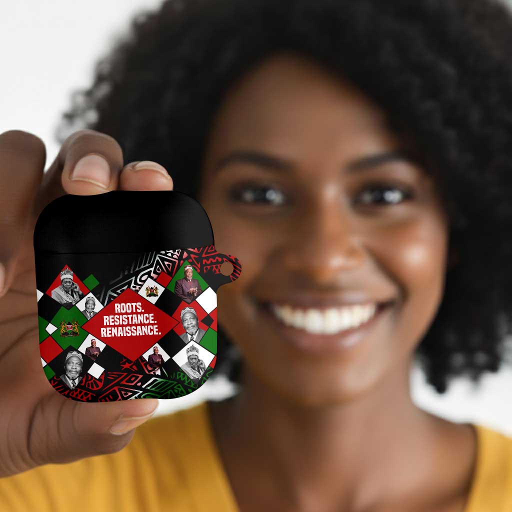 Jomo Kenyatta AirPods Case with Roots Resistance Renaissance and Kenyan Patchwork Pattern Tribute - African Pride