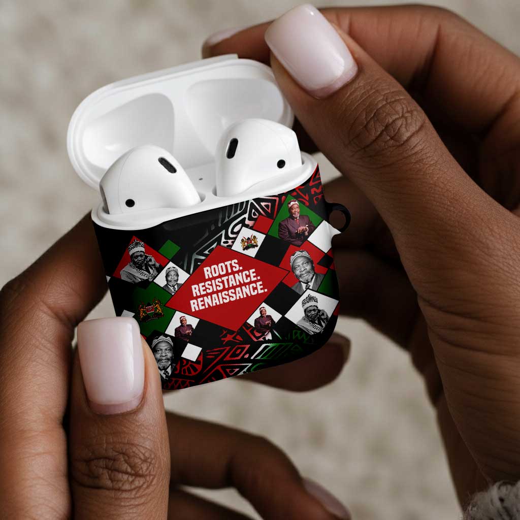 Jomo Kenyatta AirPods Case with Roots Resistance Renaissance and Kenyan Patchwork Pattern Tribute - African Pride