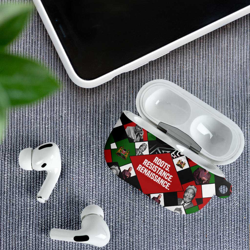Jomo Kenyatta AirPods Case with Roots Resistance Renaissance and Kenyan Patchwork Pattern Tribute - African Pride