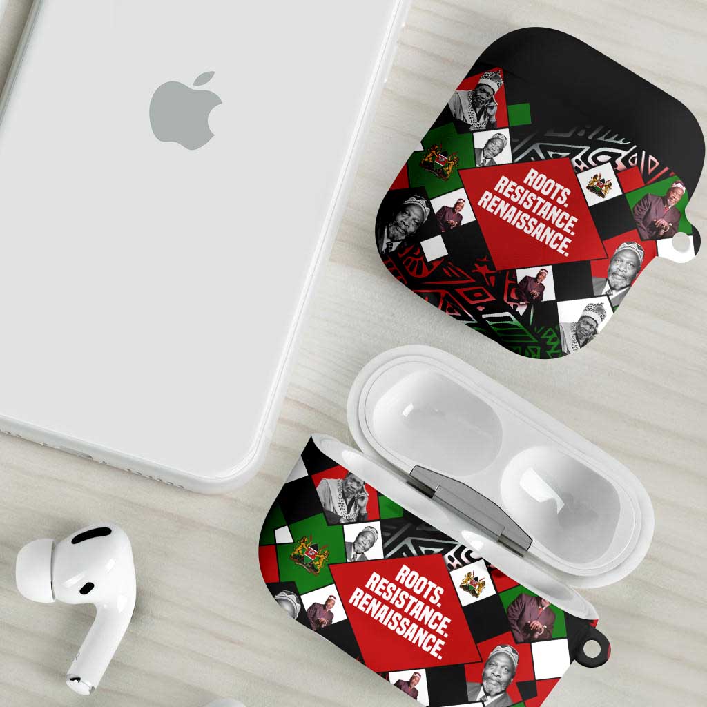 Jomo Kenyatta AirPods Case with Roots Resistance Renaissance and Kenyan Patchwork Pattern Tribute - African Pride