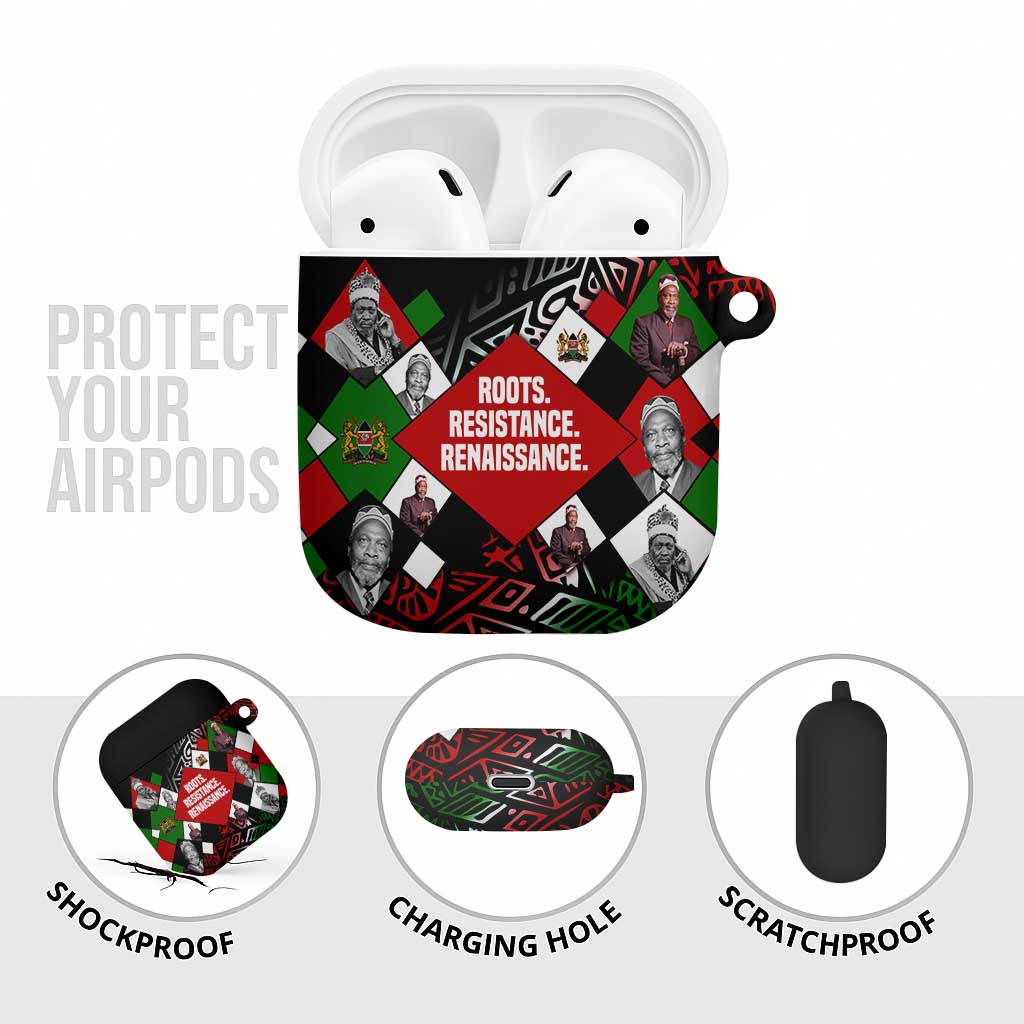 Jomo Kenyatta AirPods Case with Roots Resistance Renaissance and Kenyan Patchwork Pattern Tribute - African Pride