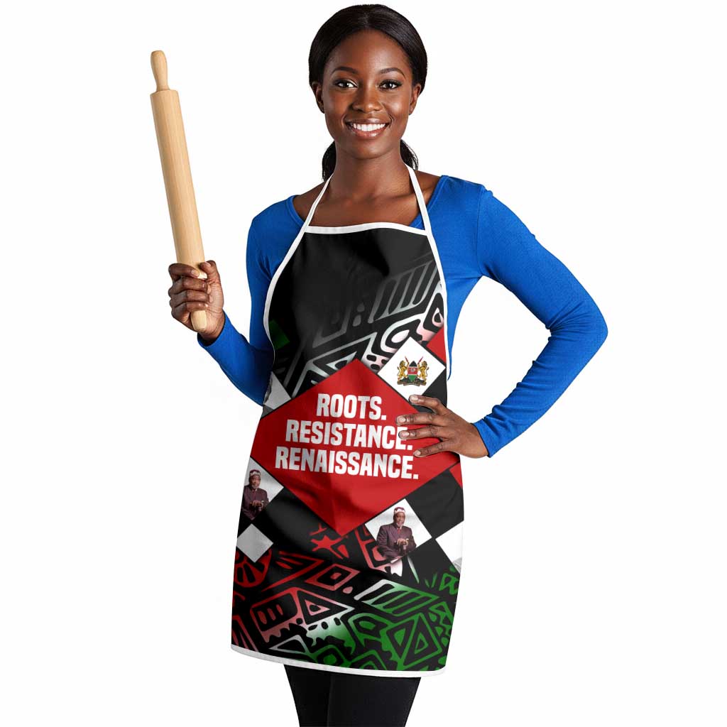 Jomo Kenyatta Apron with Roots Resistance Renaissance and Kenyan Patchwork Pattern Tribute - African Pride